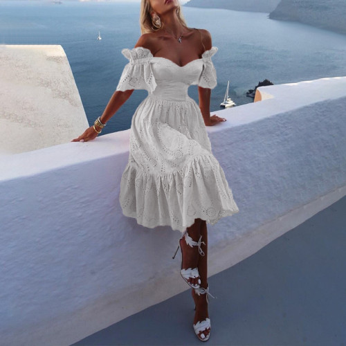 Sexy Off-Shoulder Polka Dot Maxi Dress