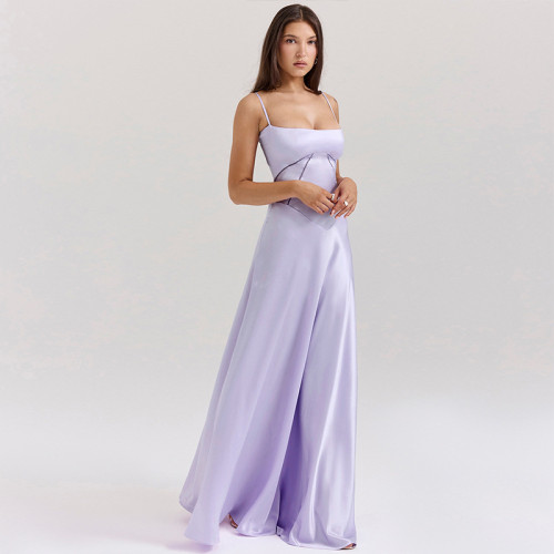 Sexy Spaghetti Strap Backless Long Evening Dress
