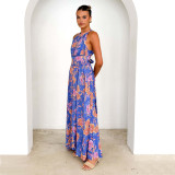 Bohemian Print Halter Maxi Dress