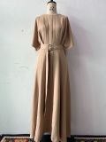 Solid Color Short Sleeve T-Shirt Dress with Belt