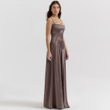 Sexy Spaghetti Strap Backless Long Evening Dress