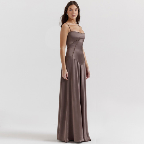 Sexy Spaghetti Strap Backless Long Evening Dress