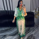 Floral Print Baseball Jersey & Drawstring Pants 2-Piece Set