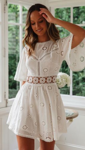 Backless Hollow-Out Tassel Dress