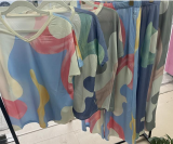 Colorful Print Loose Short-Sleeve Top & Wide-Leg Pants Two-Piece Set