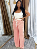IHOOV Double-Waist High-Waisted Wide-Leg Pants Set