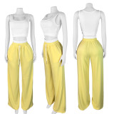 IHOOV Double-Waist High-Waisted Wide-Leg Pants Set