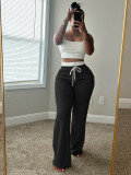 IHOOV Double-Waist High-Waisted Wide-Leg Pants Set