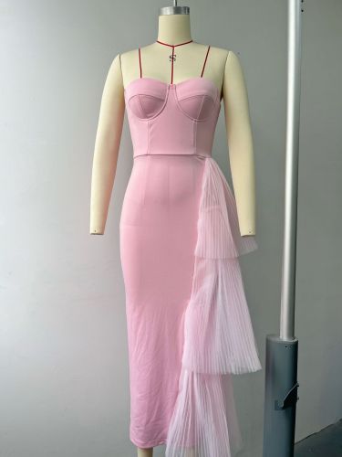 High-Stretch Ruched Mesh Bodycon Dress