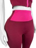 IHOOV Color-Block Contrast Crew Neck Short Sleeve & High-Waisted Flared Two-Piece Set
