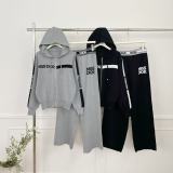 Casual Lettered Knit Hoodie and Wide-Leg Jogger Set