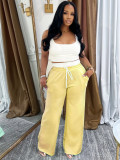 IHOOV Double-Waist High-Waisted Wide-Leg Pants Set
