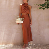 Satin Slim Fit Casual Two-Piece Set