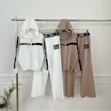 Casual Lettered Knit Hoodie and Wide-Leg Jogger Set