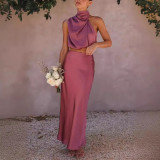 Satin Slim Fit Casual Two-Piece Set