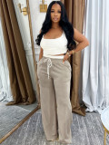 IHOOV Double-Waist High-Waisted Wide-Leg Pants Set