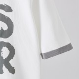 Color-Blocking Letter Print Knit Two-Piece Set with Wide-Leg Pants