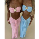 Elegant lace-patterned two-piece bikini set by IHOOV, perfect for beach vacation and poolside lounging
