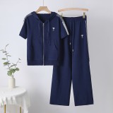 IHOOV Women's Short Sleeve Knit Hoodie Set