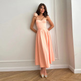 V neck Straps Maxi Dress shirt for women