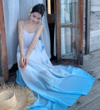 Gradient Color Spaghetti Strap Vacation Dress