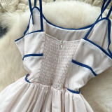 Blue and White Porcelain Print Sleeveless Dress for Women