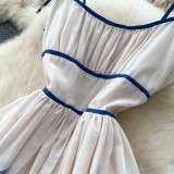 Blue and White Porcelain Print Sleeveless Dress for Women