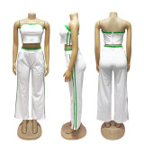 Sexy Strapless Crop Top and Wide-Leg Lounge Pants Set
