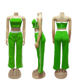 Sexy Strapless Crop Top and Wide-Leg Lounge Pants Set