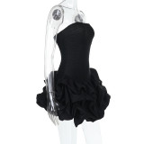 Fitted Off-Shoulder Ruffled Multi-Layer Tulle Dress