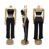 Sexy Strapless Crop Top and Wide-Leg Lounge Pants Set