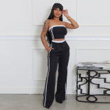 Sexy Strapless Crop Top and Wide-Leg Lounge Pants Set