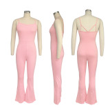 Solid Color Pocket Zipper High-Neck Hoodie Jumpsuit Set for Casual and Sportswear