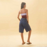 Ihoov Women's Relaxed Loose Fit Non-Stretch Denim Shorts