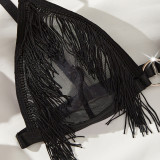 Ihoov's Sexy Tasseled Sheer Mesh Lingerie Bra Panty Set