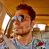 Ihoov Men's Elliptical Metal Double-Bar Aviator Sunglasses