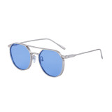 Ihoov Men's Elliptical Metal Double-Bar Aviator Sunglasses