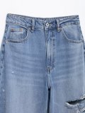 Ihoov Women's High-Waisted Distressed Elastic Denim Jeans