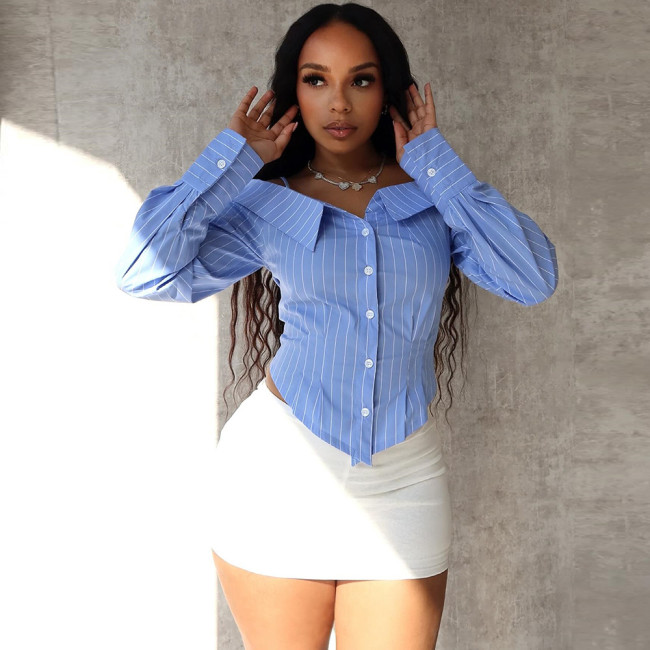 Edgy Off-Shoulder Long Sleeve Shirt for Women