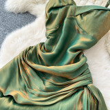 Elegant Ruffled Waist Pleated Slip Dress for Women