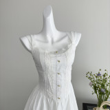 Elegant White Spaghetti Strap Dress
