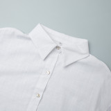 Women's Fashion Casual Solid Color Loose Cotton Shirt