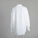 Women's Fashion Casual Solid Color Loose Cotton Shirt