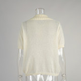 Ihoov Women's Minimalist Polo Knit Short Sleeve T-Shirt & Sweater