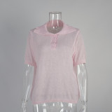 Ihoov Women's Minimalist Polo Knit Short Sleeve T-Shirt & Sweater