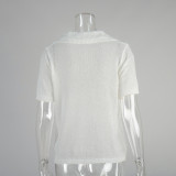 Ihoov Women's Minimalist Polo Knit Short Sleeve T-Shirt & Sweater