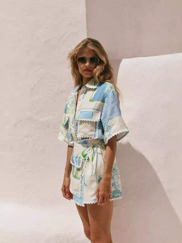 Trendy Lace-Trimmed Floral Fashion Set