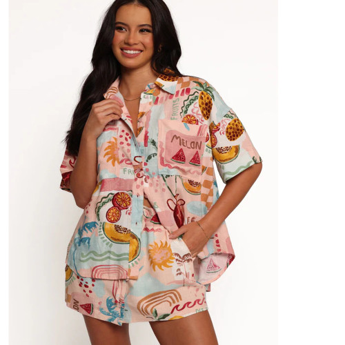 Casual Linen Crop Top & Shorts Set