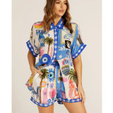 Casual Linen Shirt & Shorts Set