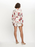 Linen Tie-Front Cardigan Shirt Jumpsuit